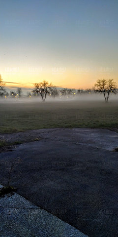 Lublin o wschodzie słońca z poranna mgłą...