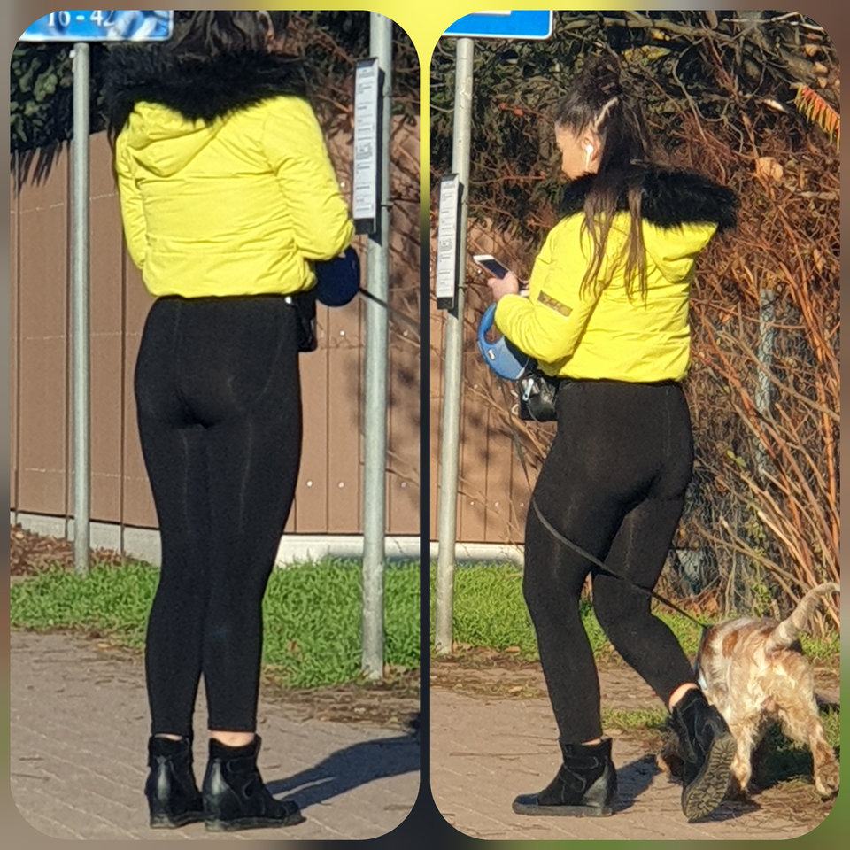 Sexy pupa legginsy na spacerze podeslane od Fana z Leszna - cykacz87