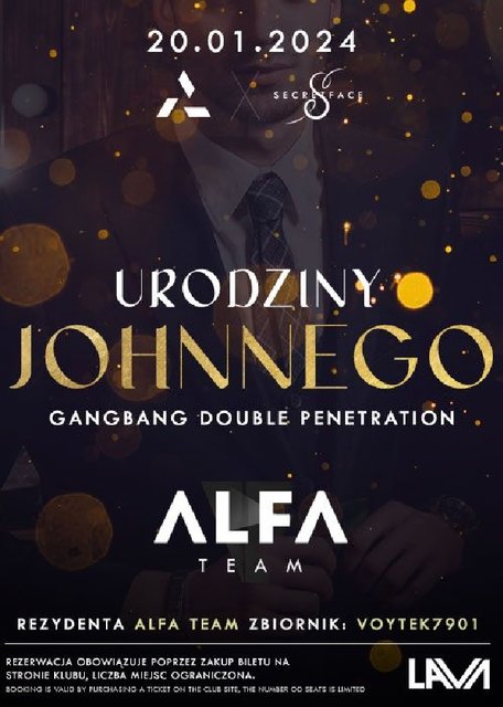 20.01.2024r. SOBOTA - URODZINY JOHNEGO - GANG BANG DOUBLE PENETR - LavaClub